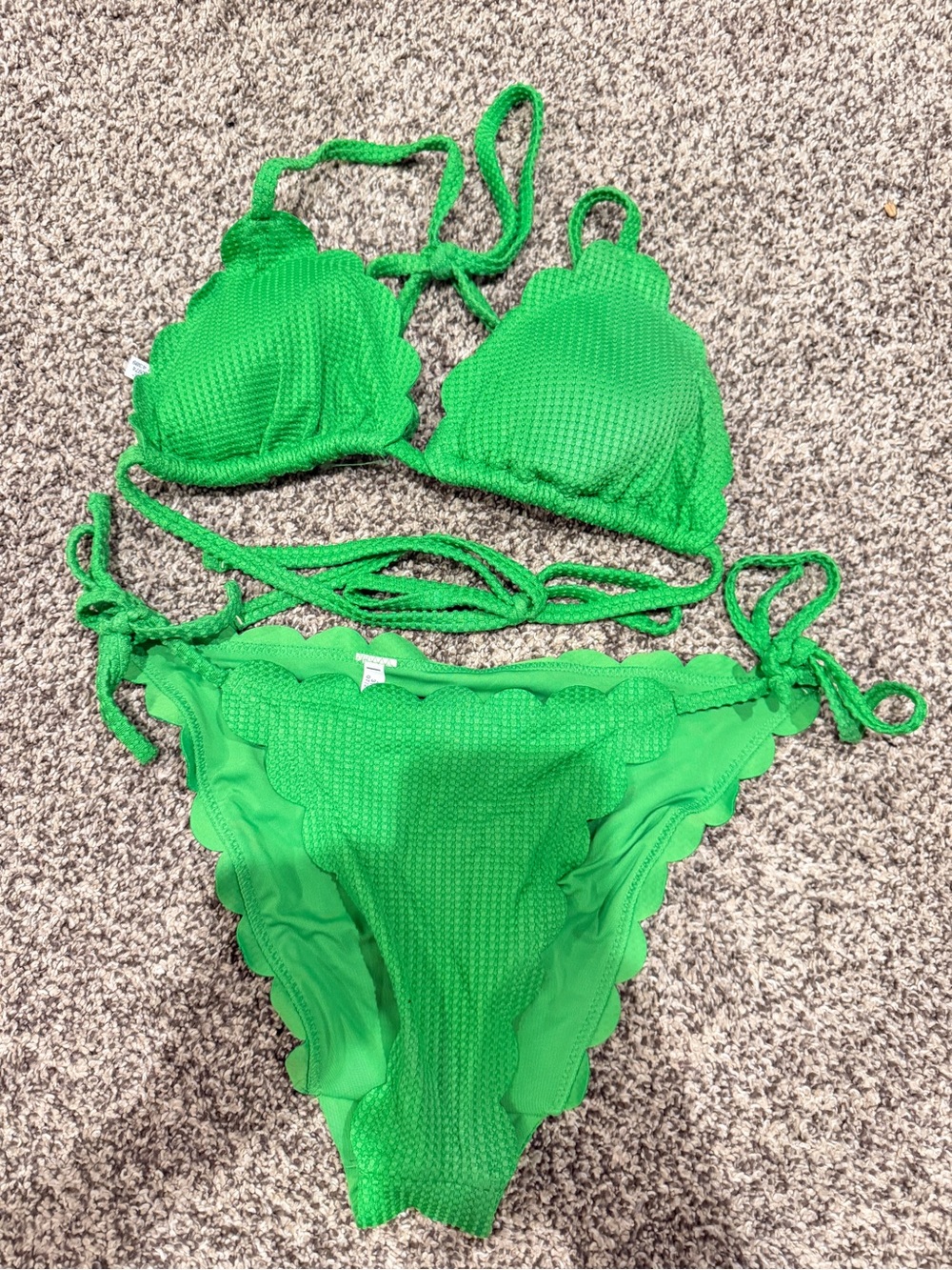 aerie Bright Green Scalloped Bikini Bottom